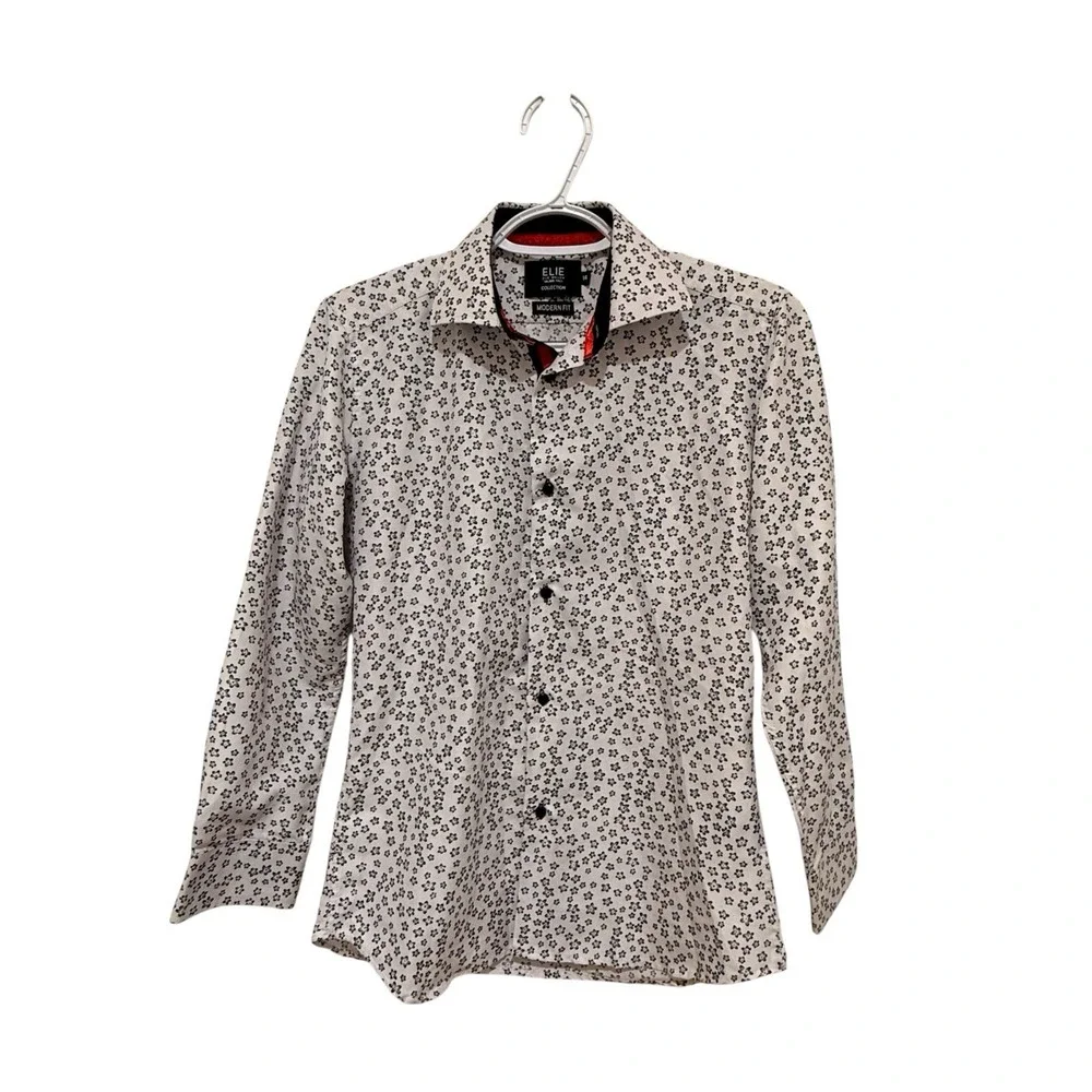Elie Balleh Button Up Shirt Rockabilly Flip Cuff Youth 14 Made In Italy